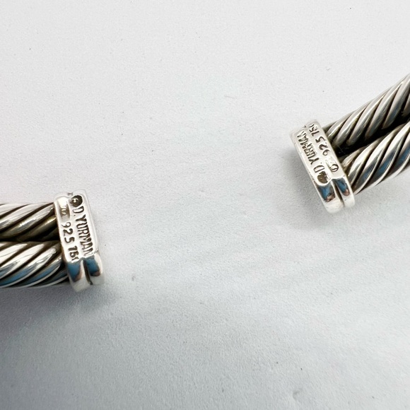 David Yurman Sterling Silver Double Row Diamond X Cable Bracelet - Picture 15 of 16